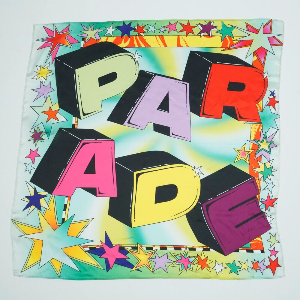 Parade Colorful Graphic Scarf Bandana 24" Square Multicolor Stars Y2K Style